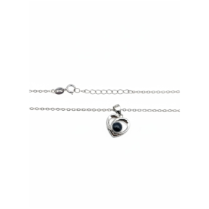 925 Sterling Silver Heart Pendant Necklace with Black Stone | Dublin Silver