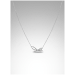 Sterling silver bow pendant necklace on delicate chain, front view