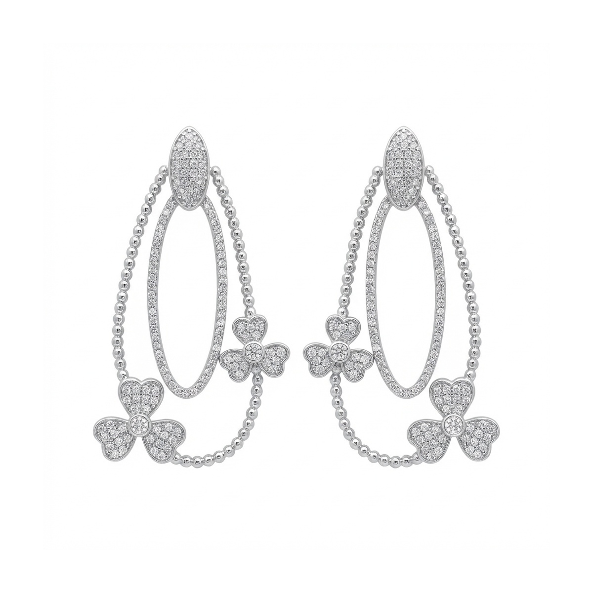 Elegant 925 Sterling Silver Irish Clover Dangle Earrings showcasing intricate design