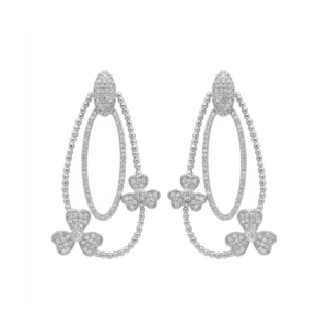 Elegant 925 Sterling Silver Irish Clover Dangle Earrings showcasing intricate design