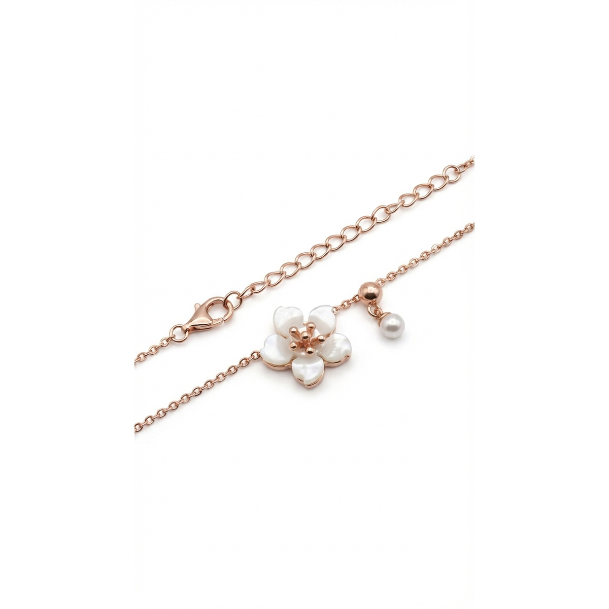 925 Sterling Silver Flower Pendant Necklace with Pearl Accent | Dublin Silver