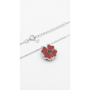 925 Sterling Silver Heart Clover Pendant Necklace 18-inch Chain | Dublin Silver