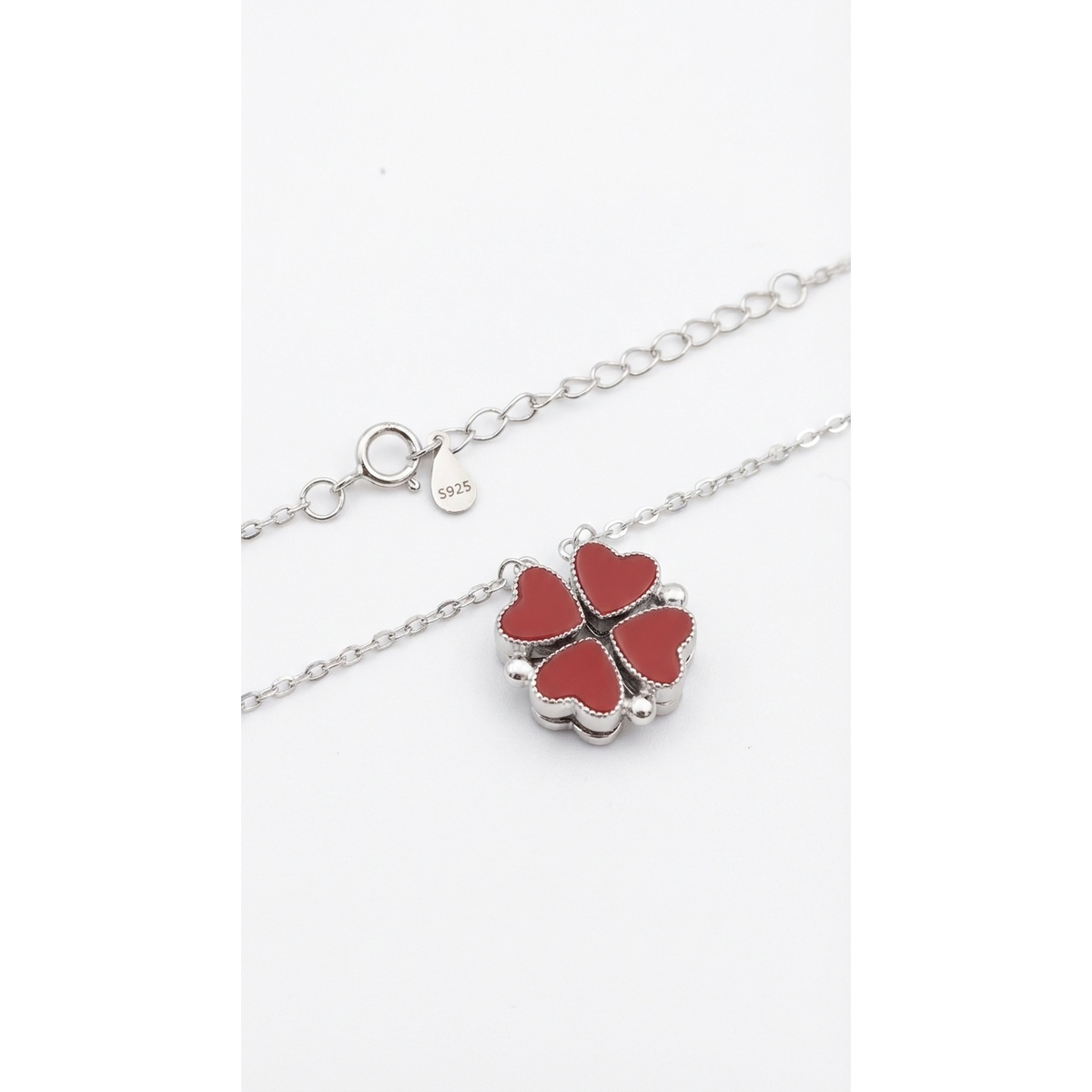 925 Sterling Silver Heart Clover Pendant Necklace 18-inch Chain | Dublin Silver