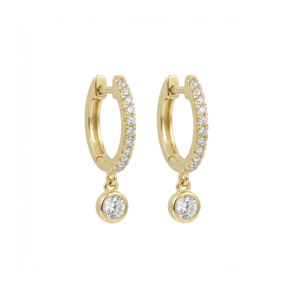 Elegant 925 sterling silver gold-plated drop earrings with cubic zirconia