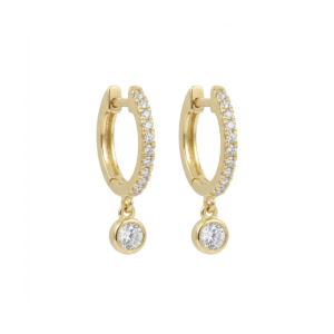 Elegant 925 sterling silver gold-plated drop earrings with cubic zirconia