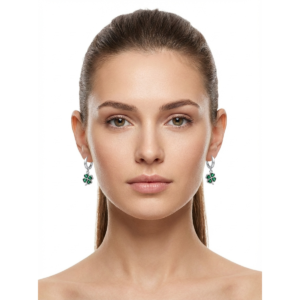 925 Sterling Silver Shamrock Earrings with Green Gemstones | Dublin Silver