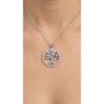 Dublin Silver 925 Sterling Silver Tree of Life Pendant with Gem Accents