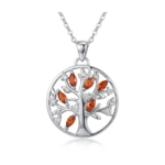 Sterling silver Tree of Life pendant with gemstones, front view