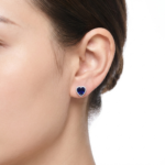 Elegant 925 Sterling Silver Earrings with Dark Blue Glass Accents