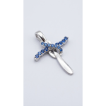 925 Sterling Silver Cross Pendant with Blue Gemstones | Dublin Silver