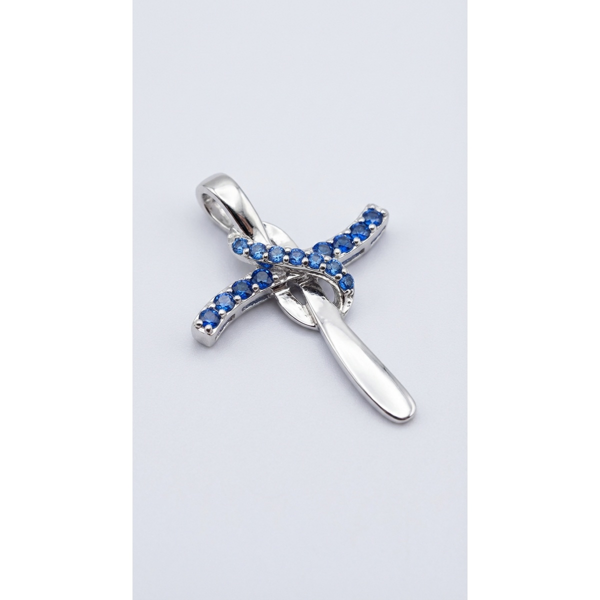 925 Sterling Silver Cross Pendant with Blue Gemstones | Dublin Silver