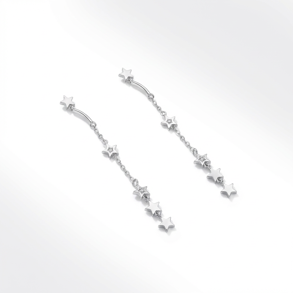 Dublin Silver Sterling Silver Star Dangle Earrings