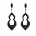 Elegant 925 sterling silver drop earrings with a striking black stone