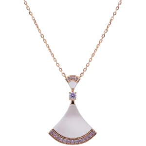 Sterling silver pendant necklace with rose gold finish and elegant design, front view