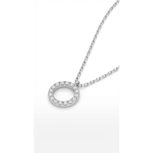 Dublin Silver 925 Sterling Silver Circle Pendant Necklace with Cubic Zirconia