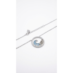 925 Sterling Silver Wave Pendant Necklace with Blue Accents | Dublin Silver