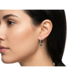 Elegant 925 Sterling Silver Drop Earrings with Green Gemstone