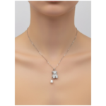 Dublin Silver 925 Sterling Silver Teddy Bear Pendant Necklace with Pearl Charm