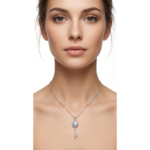 Elegant 925 Sterling Silver Key Pendant Necklace with Cubic Zirconia