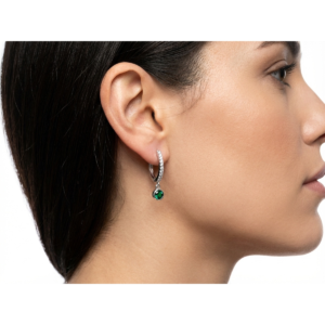 Elegant 925 Sterling Silver Drop Earrings with Green Gemstone