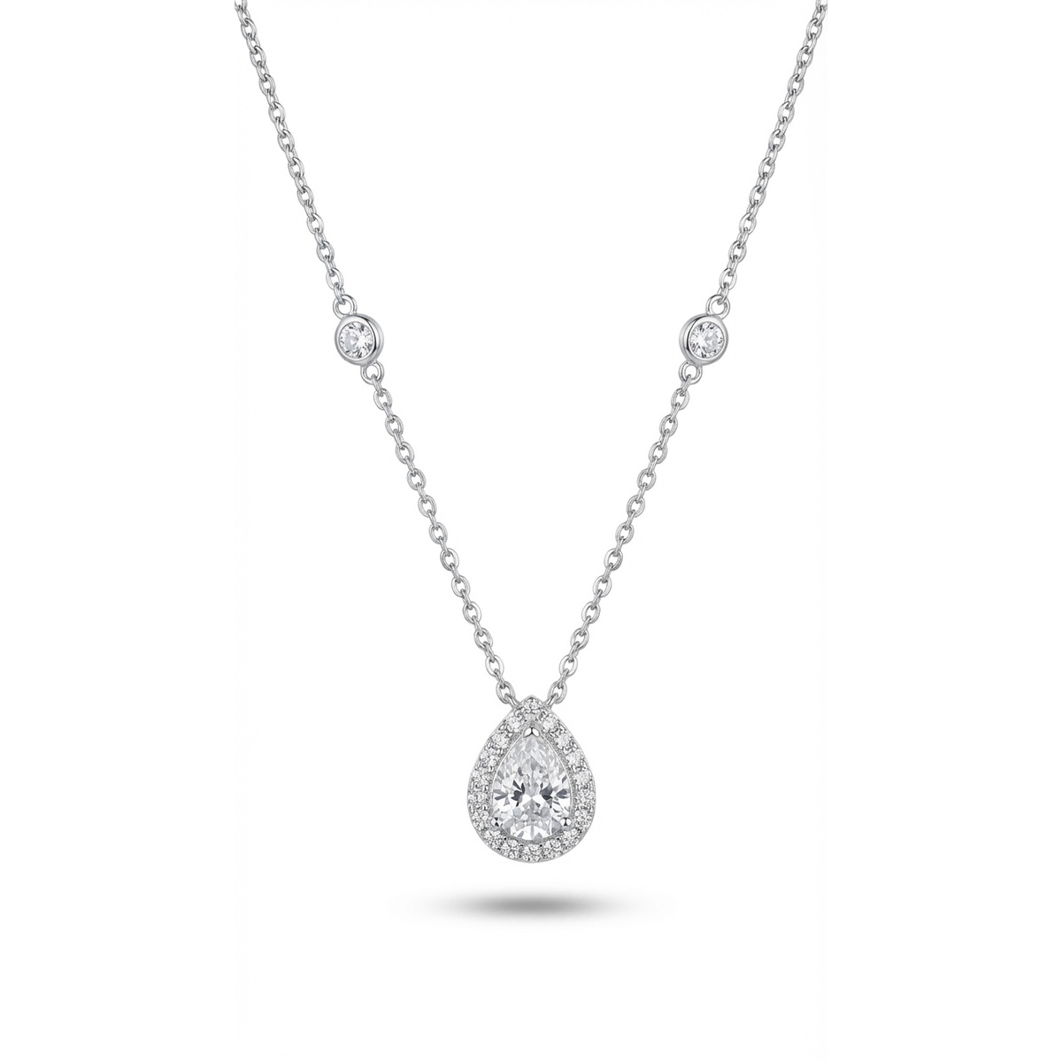 Elegant 925 sterling silver teardrop pendant necklace with 18-inch chain