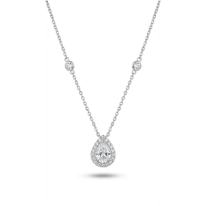 Elegant 925 sterling silver teardrop pendant necklace with 18-inch chain