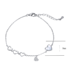 925 Sterling Silver Heart Charm Bracelet with Cubic Zirconia | Dublin Silver