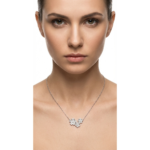 Dublin Silver 925 Sterling Silver Floral Necklace with Cubic Zirconia