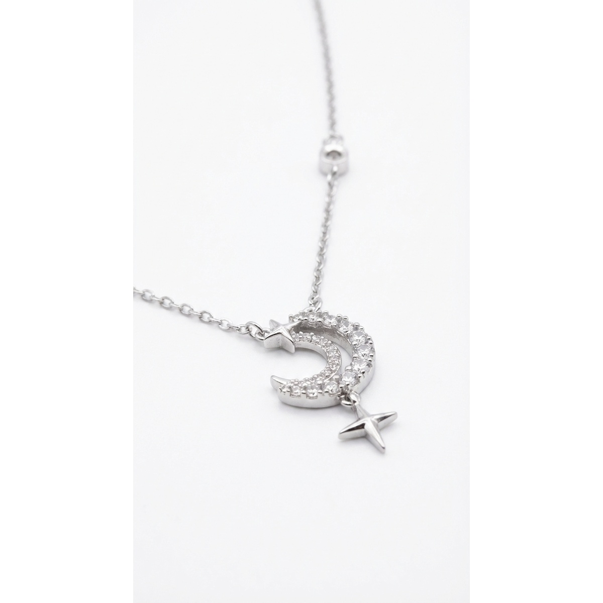 Dublin Silver 925 Sterling Silver Moon and Star Pendant Necklace