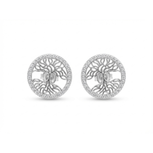Sterling Silver Tree of Life Stud Earrings with Cubic Zirconia | Dublin Silver