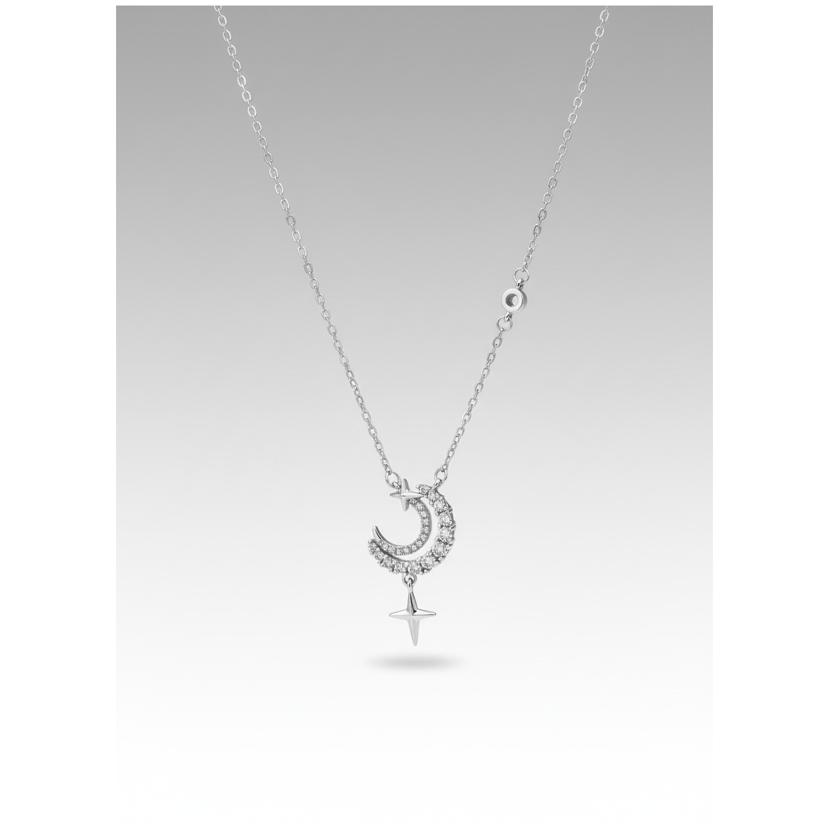 Dublin Silver 925 Sterling Silver Moon and Star Pendant Necklace