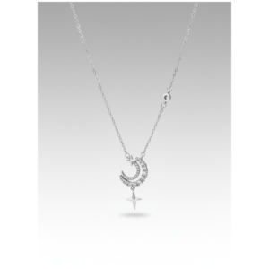 925 Sterling Silver Moon and Star Pendant Necklace | Dublin Silver