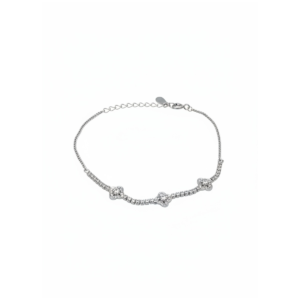 Dublin Silver 925 Sterling Silver Clover Anklet Adjustable Chain