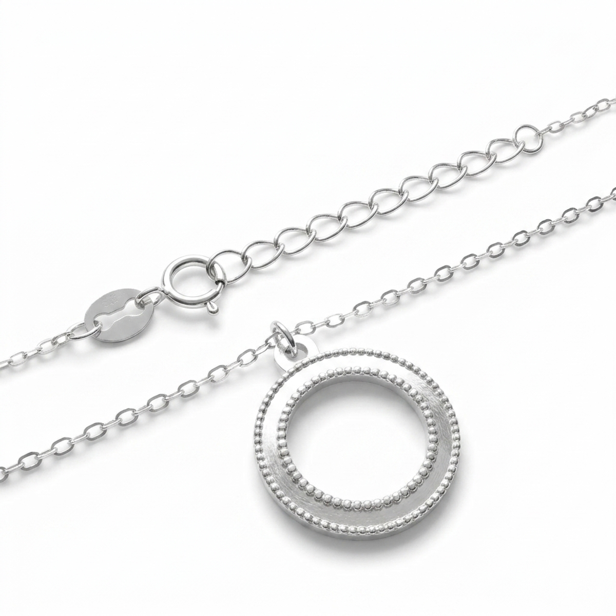 925 Sterling Silver Circle Pendant Necklace | Elegant Dublin Silver