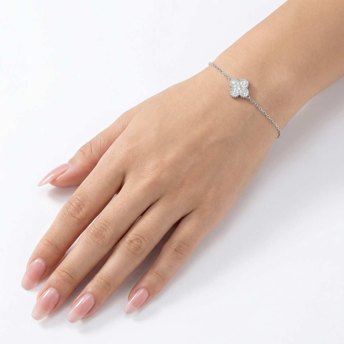 Dublin Silver 925 Sterling Silver Clover Bracelet Adjustable Chain