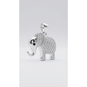 Dublin Silver 925 Sterling Silver Elephant Pendant with Cubic Zirconia