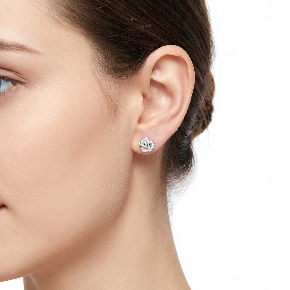 Sterling Silver CZ Heart Earrings