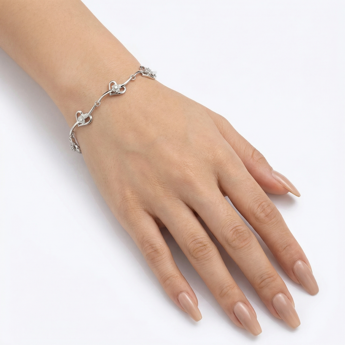 925 Sterling Silver Heart Link Bracelet Lobster Clasp | Dublin Silver