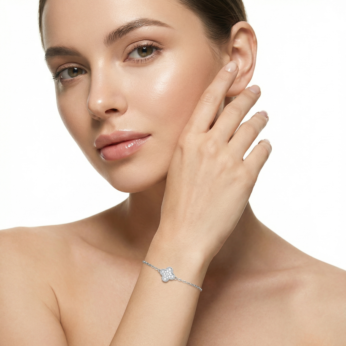 Dublin Silver 925 Sterling Silver Clover Bracelet Adjustable Chain