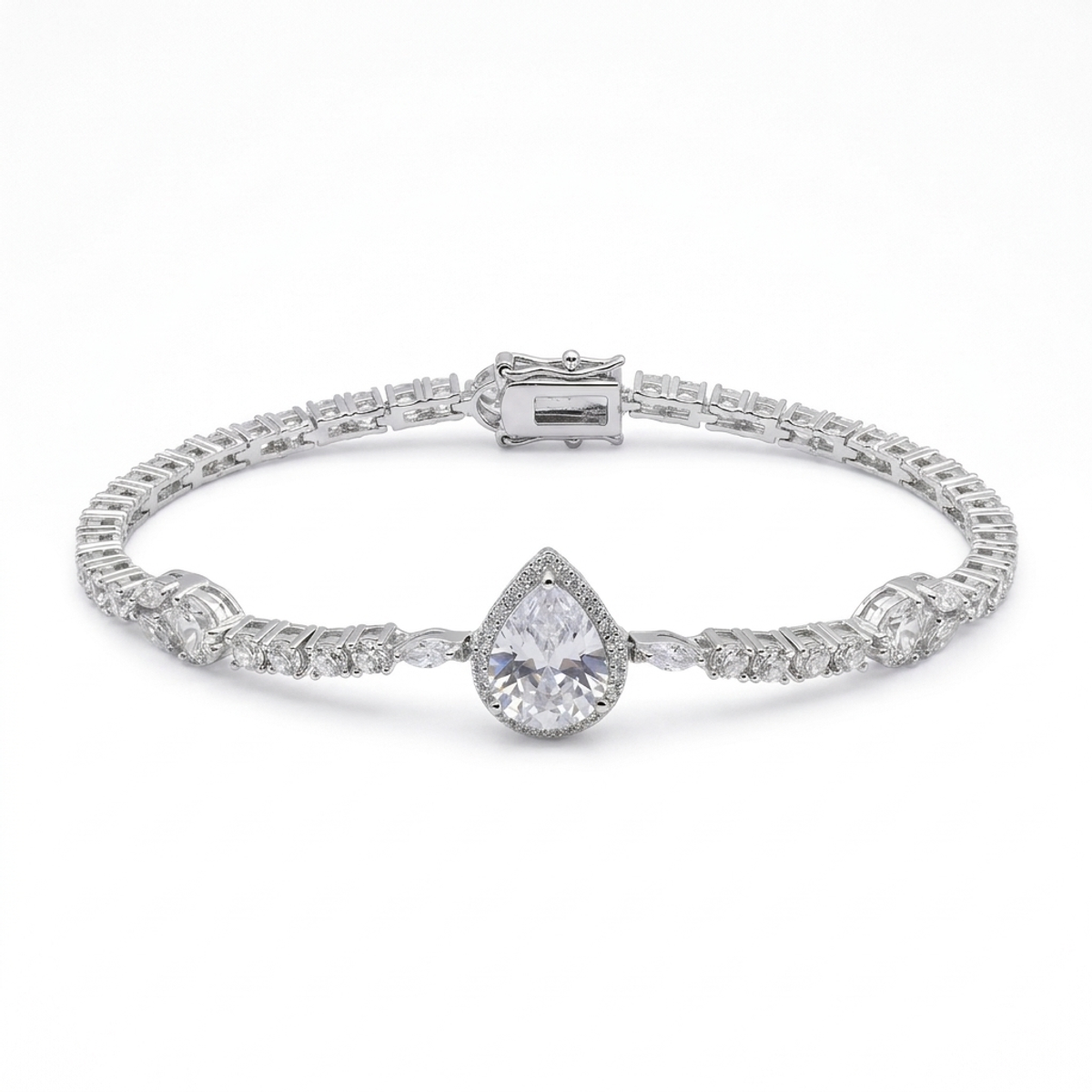 Pear Cut Silver Bracelet - 925 Sterling Silver - Dublin Silver