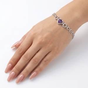 Amethyst Heart Bracelet