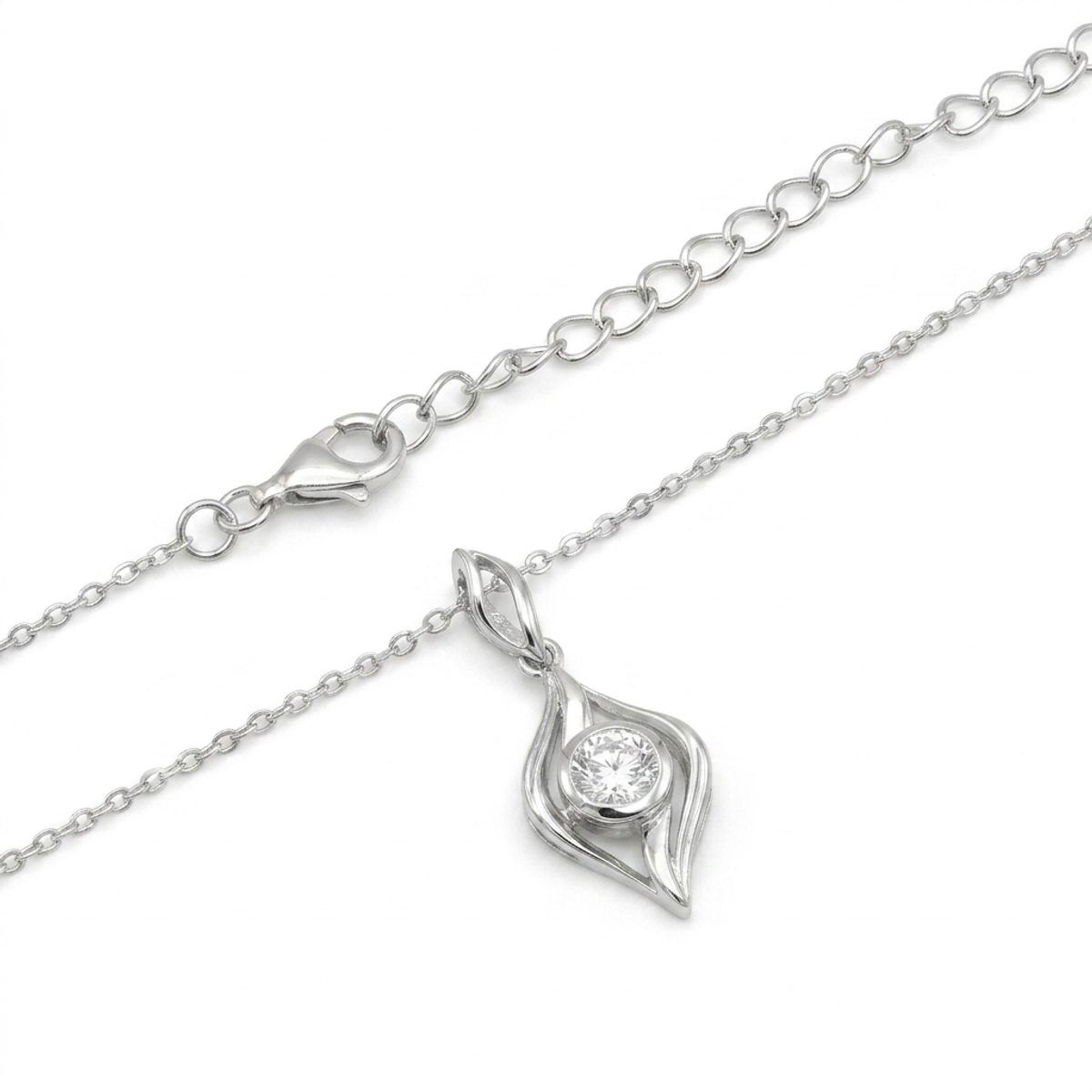 925 Sterling Silver Elegant Cubic Zirconia Pendant Necklace | Dublin Silver