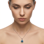 925 Sterling Silver Blue Crystal Pendant Necklace 18-inch Chain | Dublin Silver