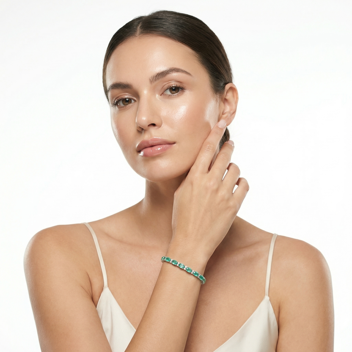 925 Sterling Silver Emerald Tennis Bracelet Box Clasp | Dublin Silver