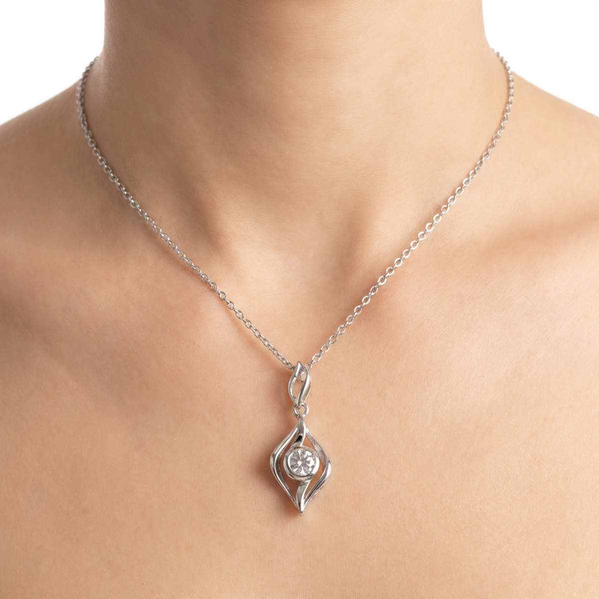 925 Sterling Silver Elegant Cubic Zirconia Pendant Necklace | Dublin Silver