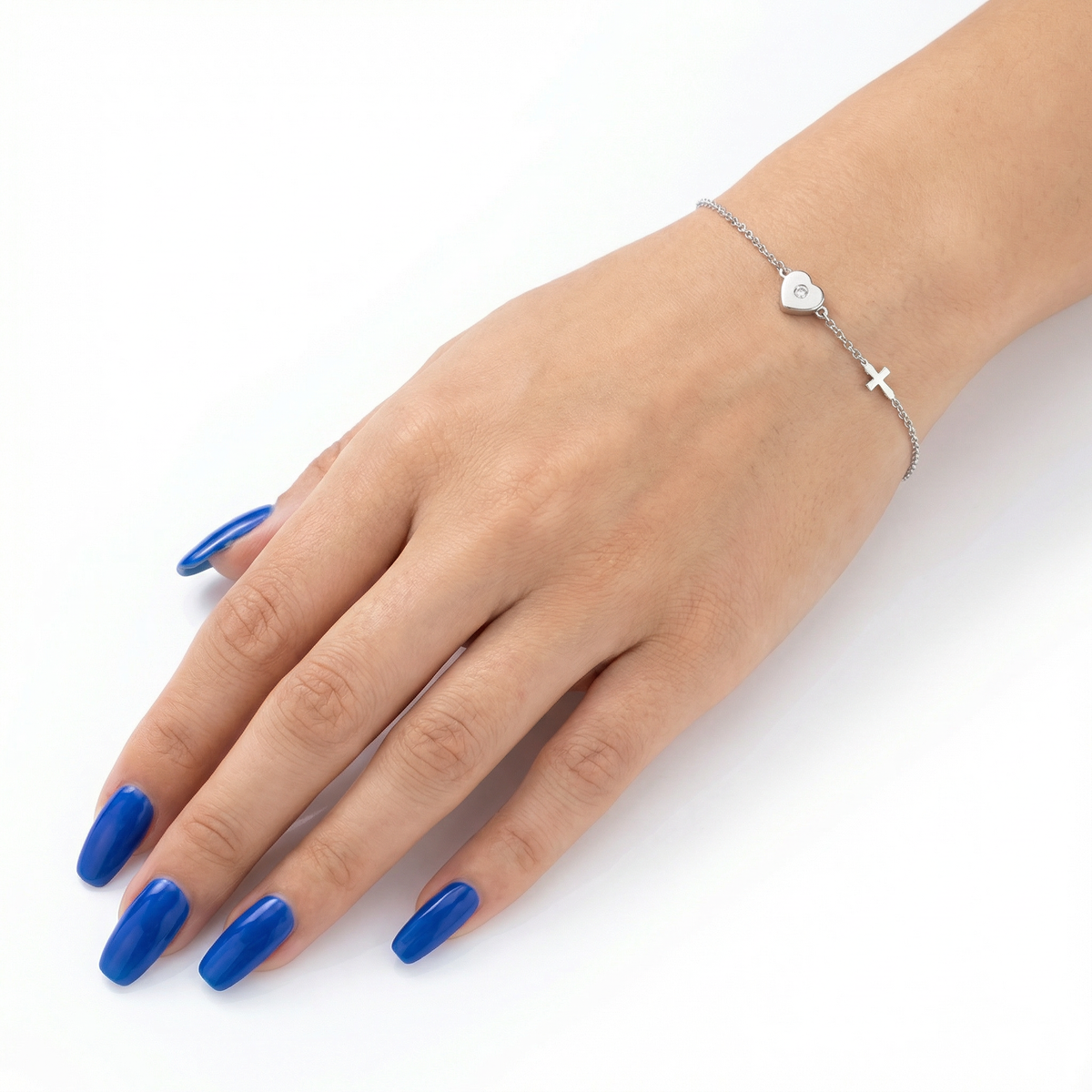 925 Sterling Silver Heart and Cross Bracelet with Lobster Clasp | Dublin Silver