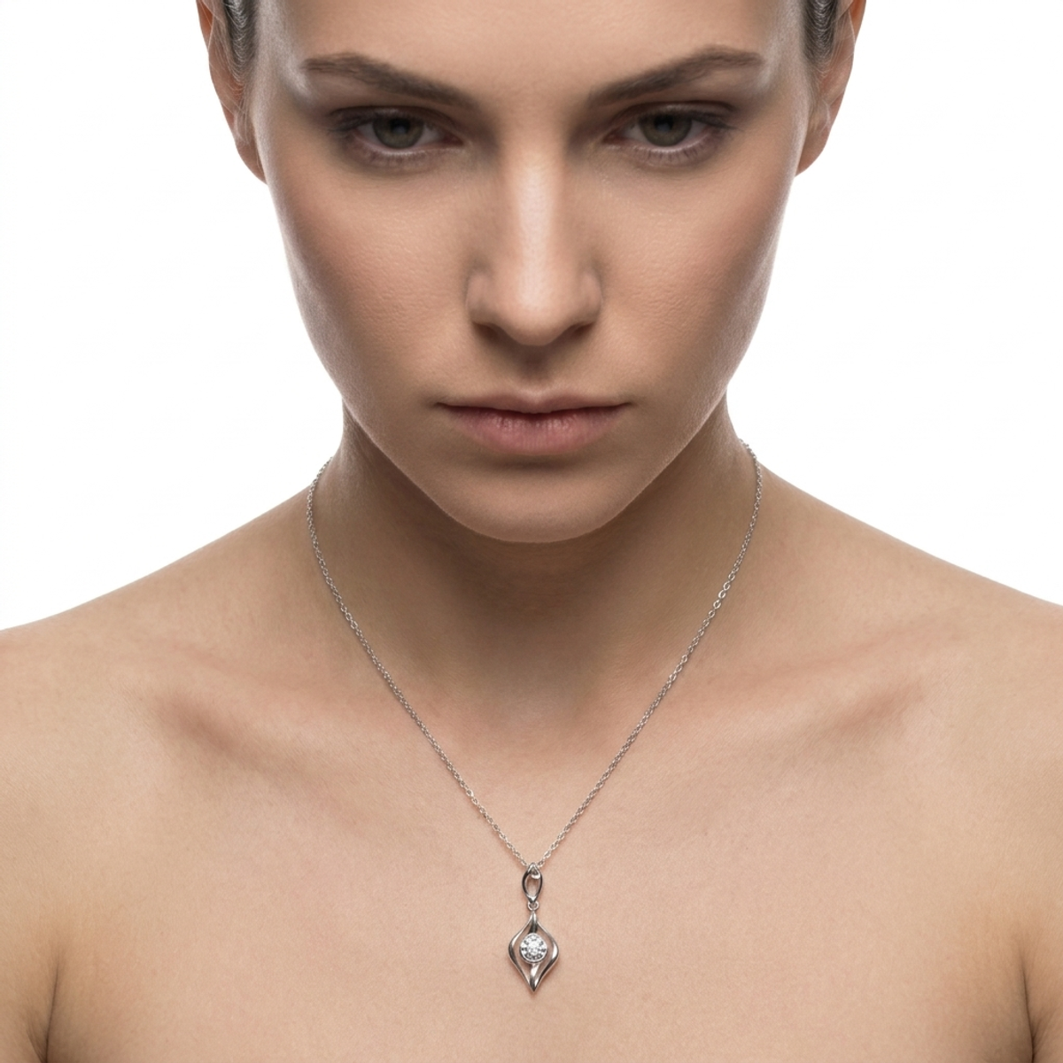 925 Sterling Silver Elegant Cubic Zirconia Pendant Necklace | Dublin Silver