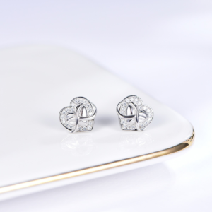 Sterling Silver CZ Heart Earrings