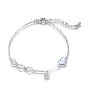 Sterling Silver Heart Charm Bracelet - 925 Sterling Silver - Dublin Silver