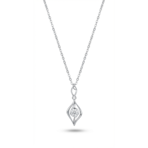 Sterling silver pendant necklace with cubic zirconia, front view